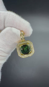 Goldbaur Anhänger in 18 Karat Gelbgold mit feinem Turmalin & Brillanten