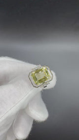 Einmaliger Ring in 18 Karat Weißgold mit Zitronenquarz & Brillanten