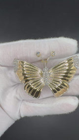 Schmetterling-Anhänger in 14 Karat Gelb- & Weißgold mit Diamanten & Brillanten