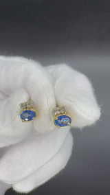 Feine Ohrringe in 18 Karat Gelb- & Weißgold mit blauen Saphiren & Brillanten