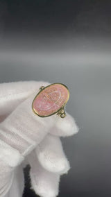 Moderner Ring in 18 Karat Gelbgold mit großem Morganit & Brillanten