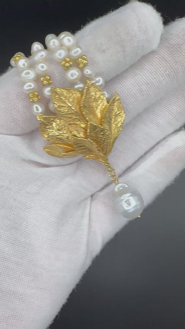 Stilvolles Perlen Collier in 18 Karat Gelbgold - Handarbeit Ehinger Schwarz