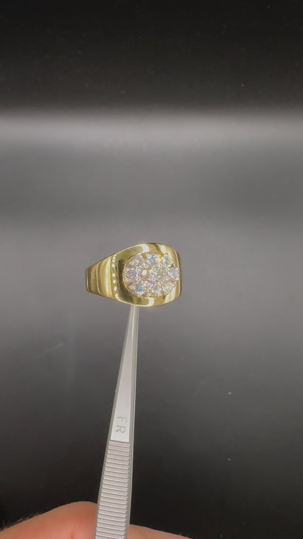 Noble ring in 18 carat yellow and white gold with exquisite diamonds - handmade 