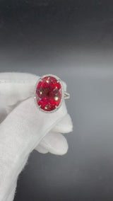 Beeindruckender Ring & Anhänger in 14 Karat Weißgold mit Rubellit & Brillanten