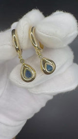 Elegante Ohrringe in 14 Karat Gelbgold mit Saphiren & Brillanten