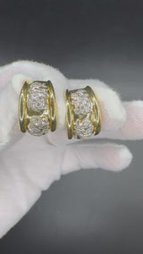 Handgefertigte Halbkreolen in 18 Karat Gelb- & Weißgold mit feinen Brillanten
