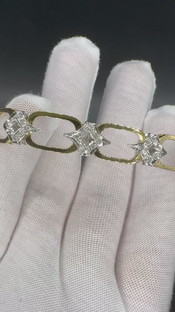 Vintage Armband in 18 Karat Gelb- & Weißgold mit Diamanten- Handarbeit