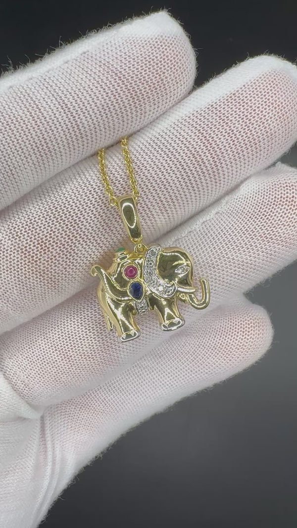 Eleganter Wendeanhänger in 14 Karat Gelbgold – feine Edelsteine & Brillanten