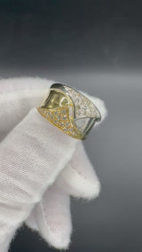 Breiter Bicolor-Ring in 18 Karat Gelb- & Weißgold mit feinen Brillanten