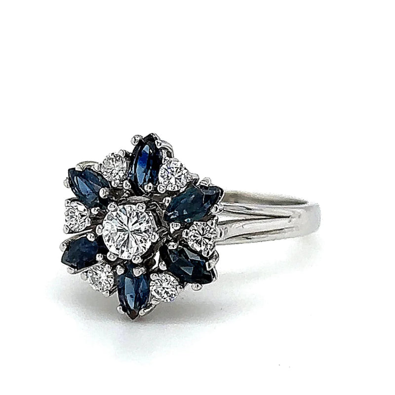 Hochwertiger Entourage Ring in 14 Karat (585) Weißgold mit Saphiren & Brillanten