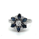 Hochwertiger Entourage Ring in 14 Karat (585) Weißgold mit Saphiren & Brillanten