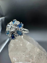 Hochwertiger Entourage Ring in 14 Karat (585) Weißgold mit Saphiren & Brillanten