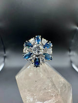 Hochwertiger Entourage Ring in 14 Karat (585) Weißgold mit Saphiren & Brillanten