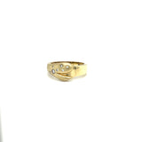 Elegant yellow gold ring in 14 carat with brilliant-cut diamonds - matted and polished