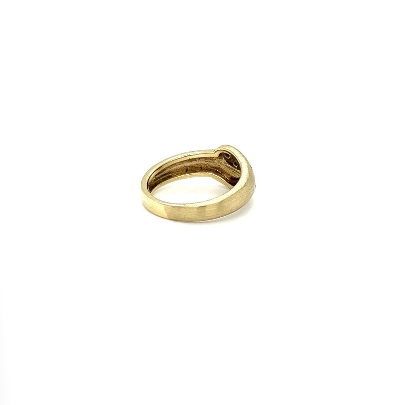 Elegant yellow gold ring in 14 carat with brilliant-cut diamonds - matted and polished