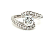 Unusual ring in 18 carat (750/-.) white gold with 1.15ct. Brilliant