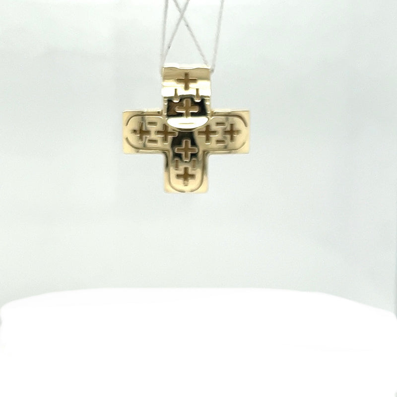 Stylish cross pendant in 14 carat with diamonds