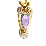 Fancy owl in 14 carat yellow and white gold with amethyst, citrine and diamonds