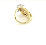 Unieke vintage ring in 14 karaat geel- en witgoud met diamanten