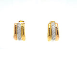 Handmade creoles in 18 carat yellow, white and rose gold with diamonds