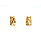 Handmade creoles in 18 carat yellow, white and rose gold with diamonds