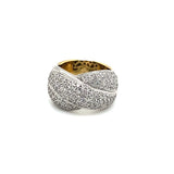 Massieve bicolor ring van 18 karaat (750) goud met 156 briljant geslepen diamanten