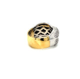 Massieve bicolor ring van 18 karaat (750) goud met 156 briljant geslepen diamanten