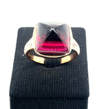 Ring in 18k rose gold with a rhodolite and brilliant-cut diamonds