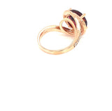 Gemstone ring in 14 carat rose gold with large tourmaline and brilliant-cut diamonds