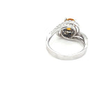 ring in 750/-. white gold with a yellow sapphire and brilliant-cut diamonds