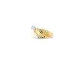Solid ring in 18 carat yellow and white gold with very fine brilliant-cut diamonds 