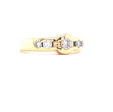Unusual yellow gold ring in 18 carat with fine diamonds