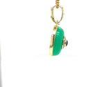 Pendant in 14 carat yellow gold with chrysoprase, diamonds and sapphires, with anchor chain