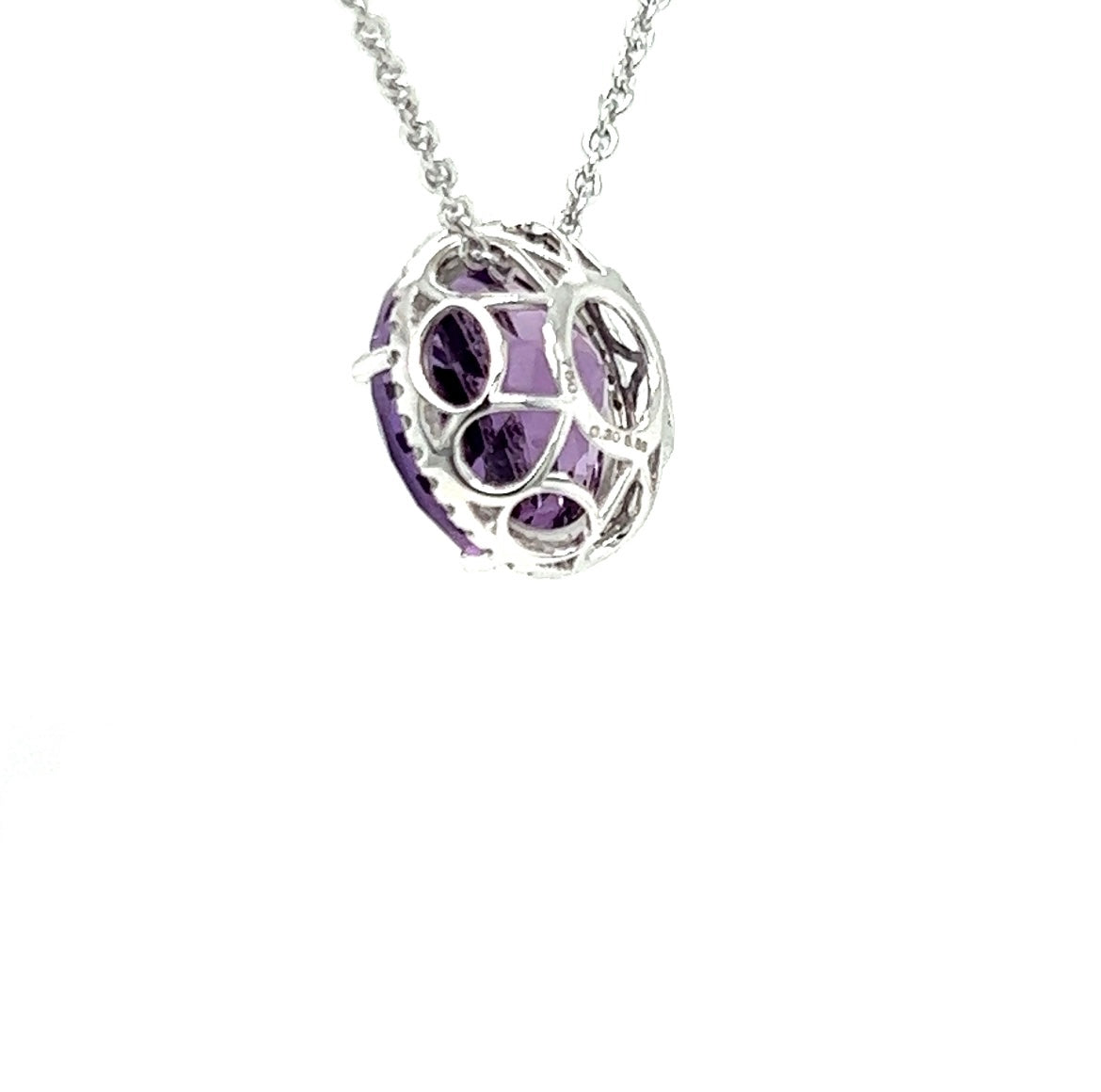 Hanger in 18 karaat witgoud met amethist en diamanten