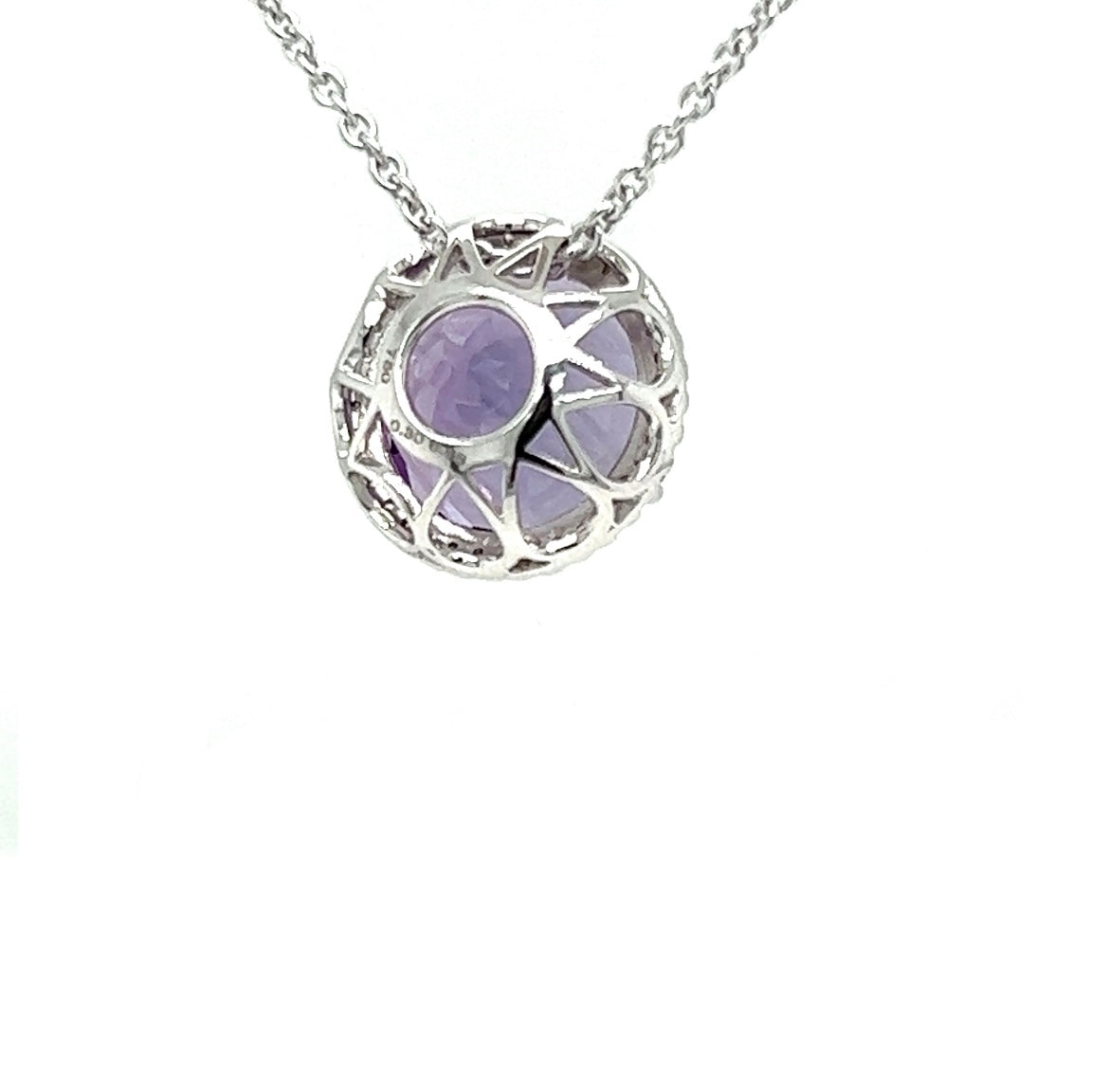 Hanger in 18 karaat witgoud met amethist en diamanten