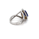 Moderne witgouden ring van 18 karaat met zeer fijne tanzaniet en briljant geslepen diamanten