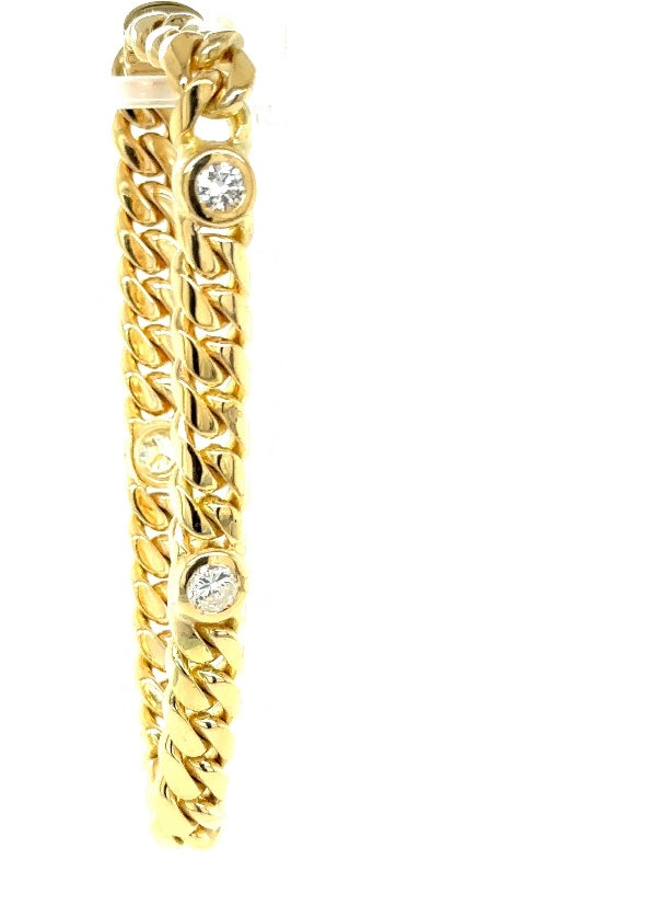 Massives und hochwertiges Armband in 18 Karat Gelbgold mit 4 großen Brillanten