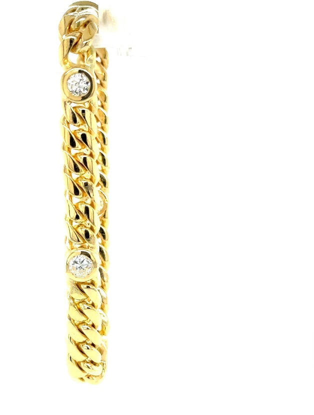 Massives und hochwertiges Armband in 18 Karat Gelbgold mit 4 großen Brillanten