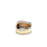 Handmade bicolor ring in 14 carat with diamonds - Old silversmiths