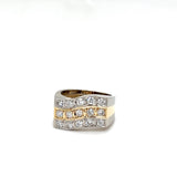 Handmade bicolor ring in 14 carat with diamonds - Old silversmiths