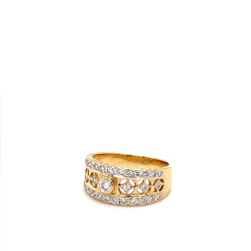 Hoogwaardige geelgouden ring van 21,6 karaat met schitterende diamanten