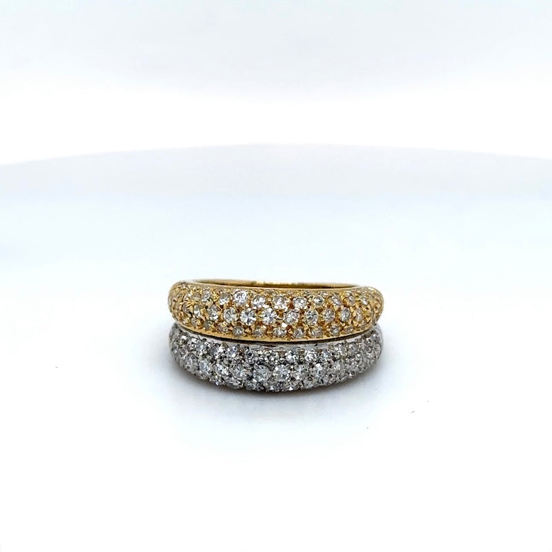 Elegant ring in 18 carat yellow and white gold with 130 diamonds